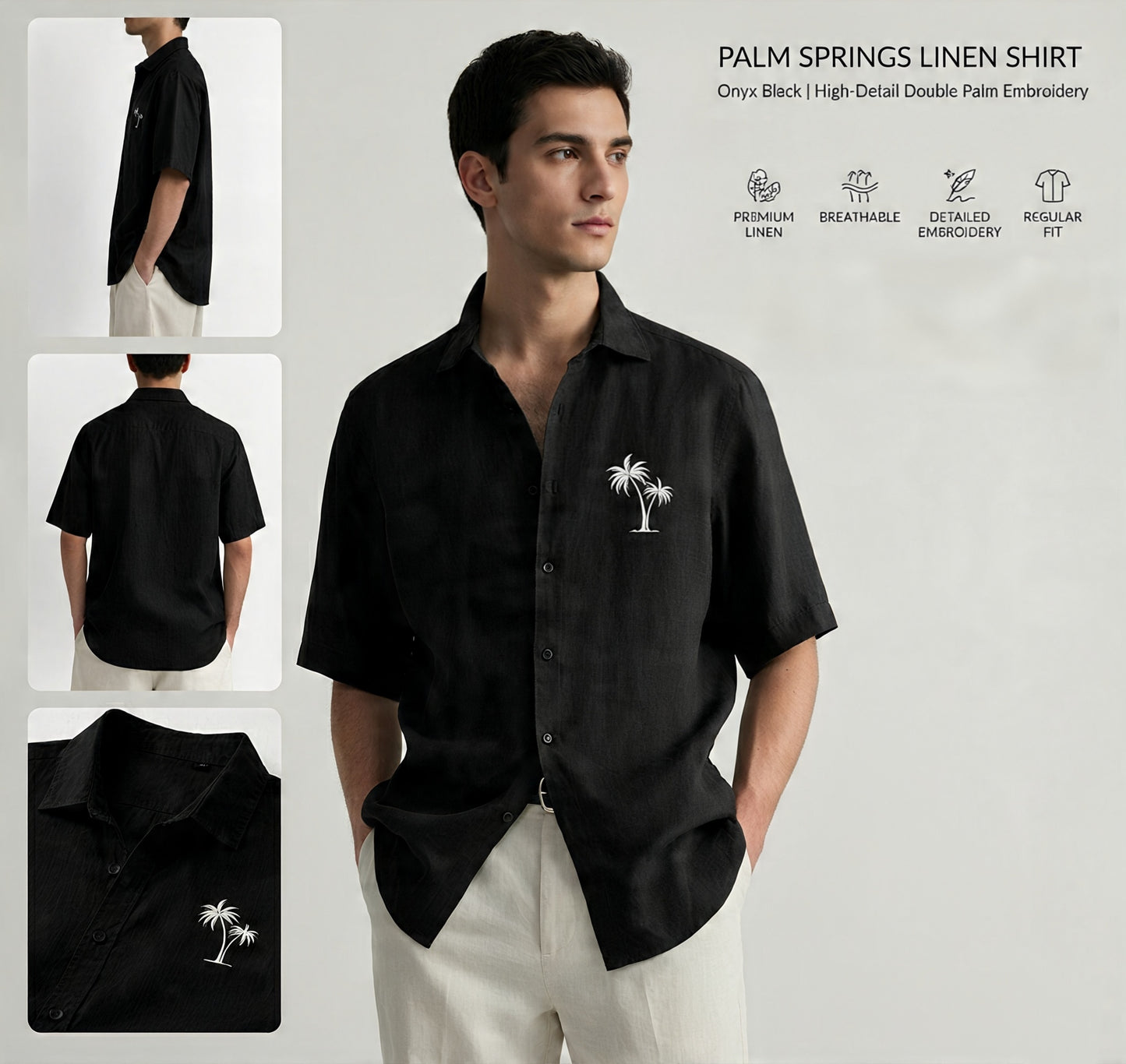 Midnight Palm Relaxed Shirt (Black).