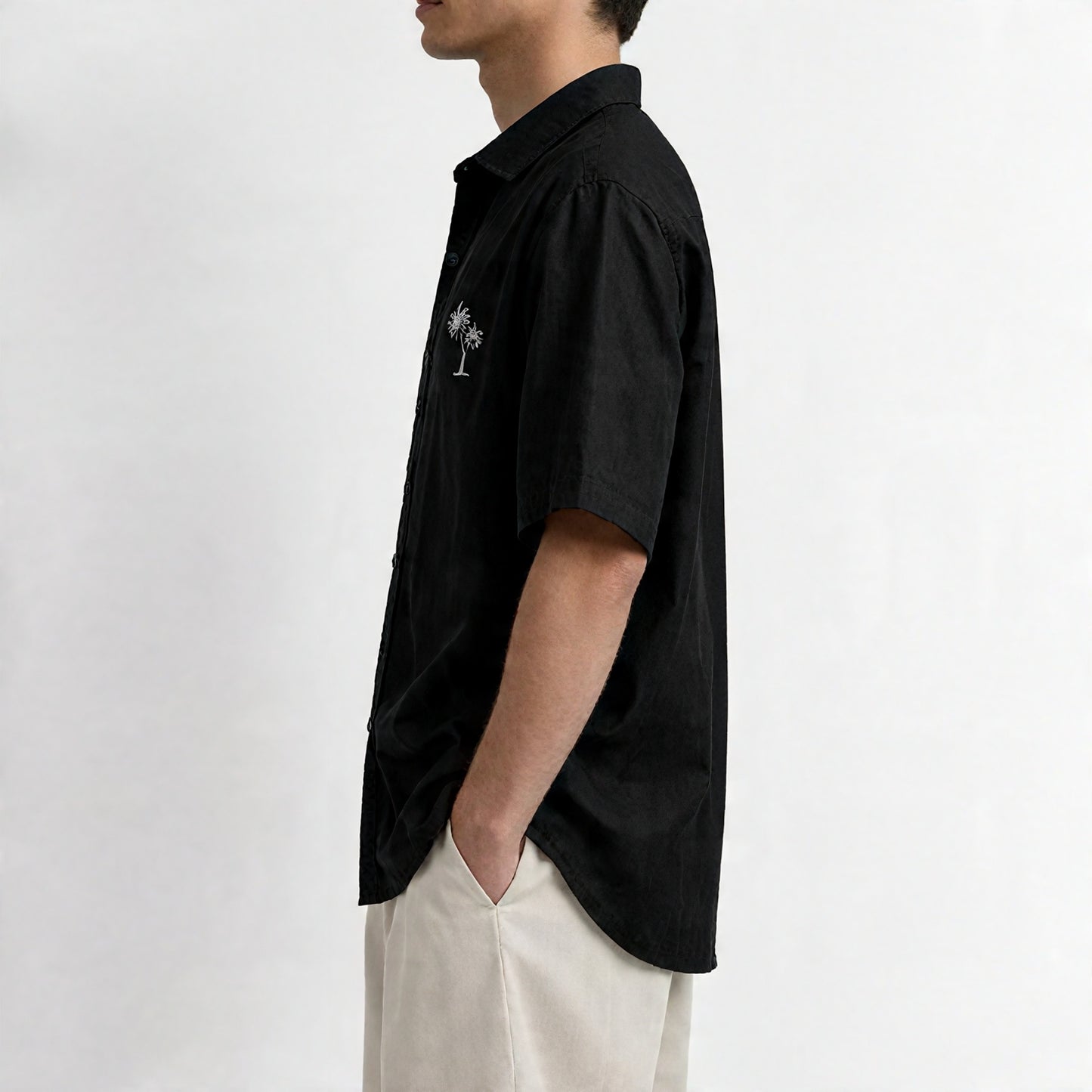 Midnight Palm Relaxed Shirt (Black).