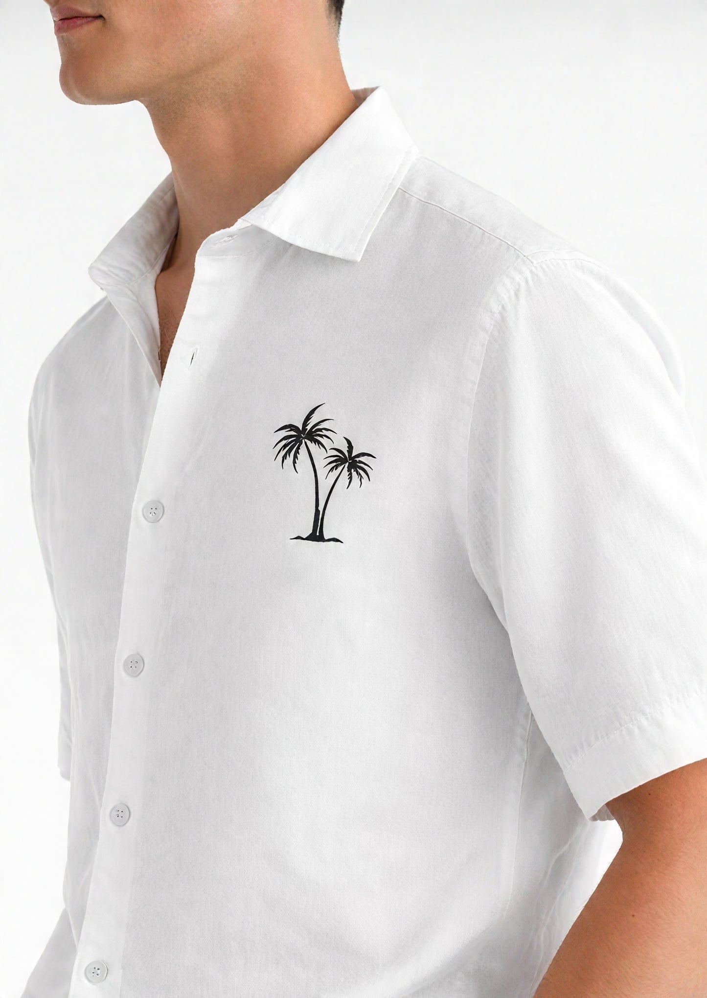 Midnight Palm Relaxed Shirt (White).