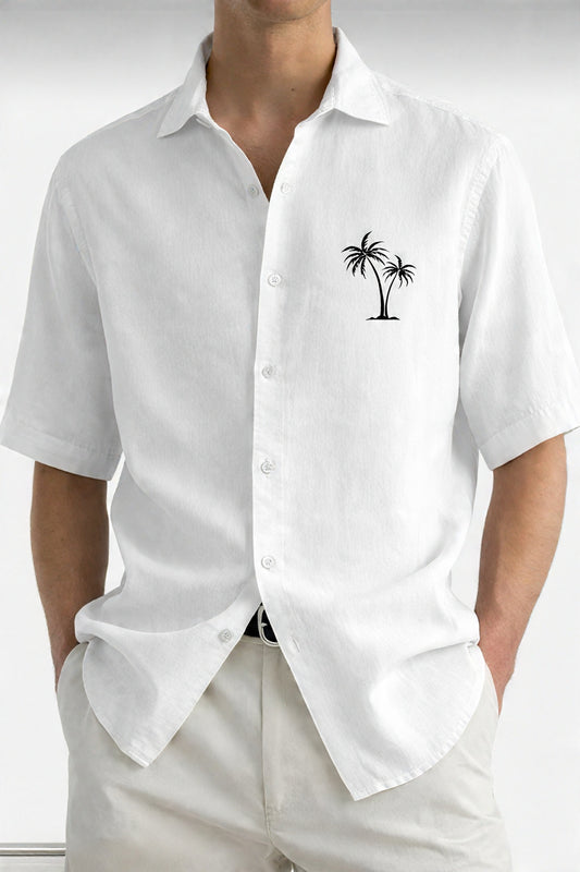 Midnight Palm Relaxed Shirt (White).